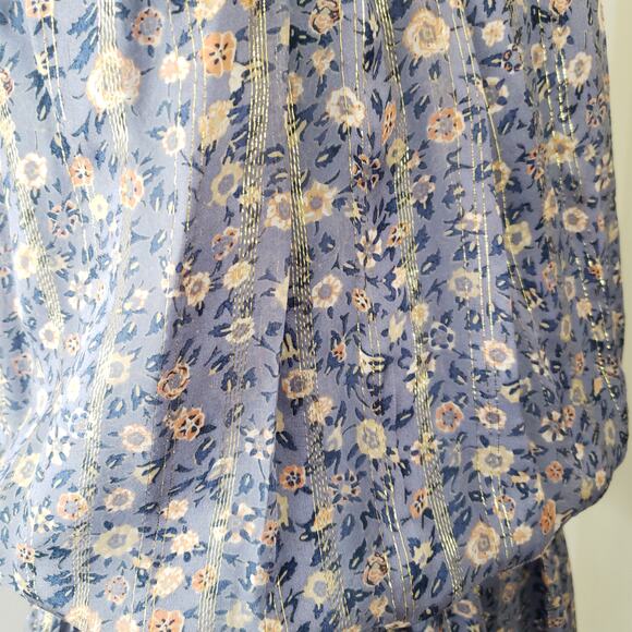Joie Makana D Metallic Silk Dress Floral Halter Periwinkle Women Small - Picture 9 of 12
